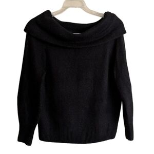 H&M Black Off-The-Shoulder Sweater Long Sleeves Stretchy Coquette XS